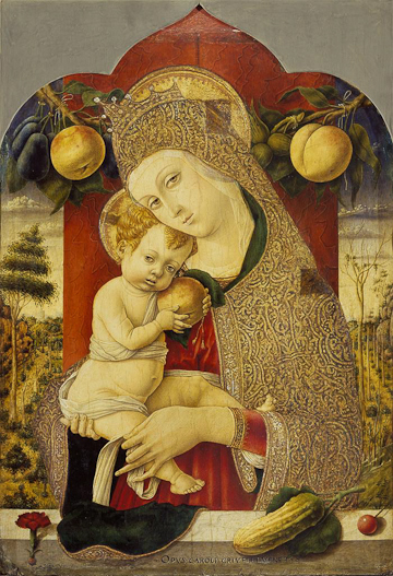 1. Carlo Crivelli, Madonna and Child, late 1470's. Tempera on	panel.
