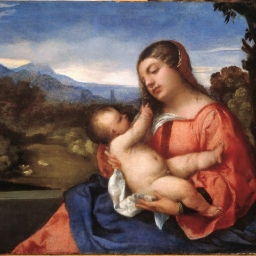 6. Tiziano Vecellio, Madonna with Child in a Landscape.