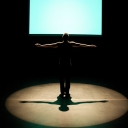 9. The dancer encounters the screen.