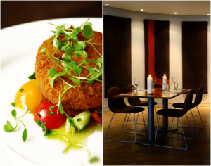 Fish Cake & Table at Blue.