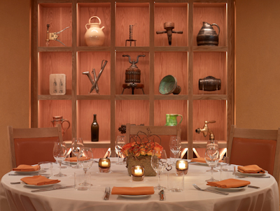 Table with display of winemaking artefacts. Table with display of winemaking artefacts.