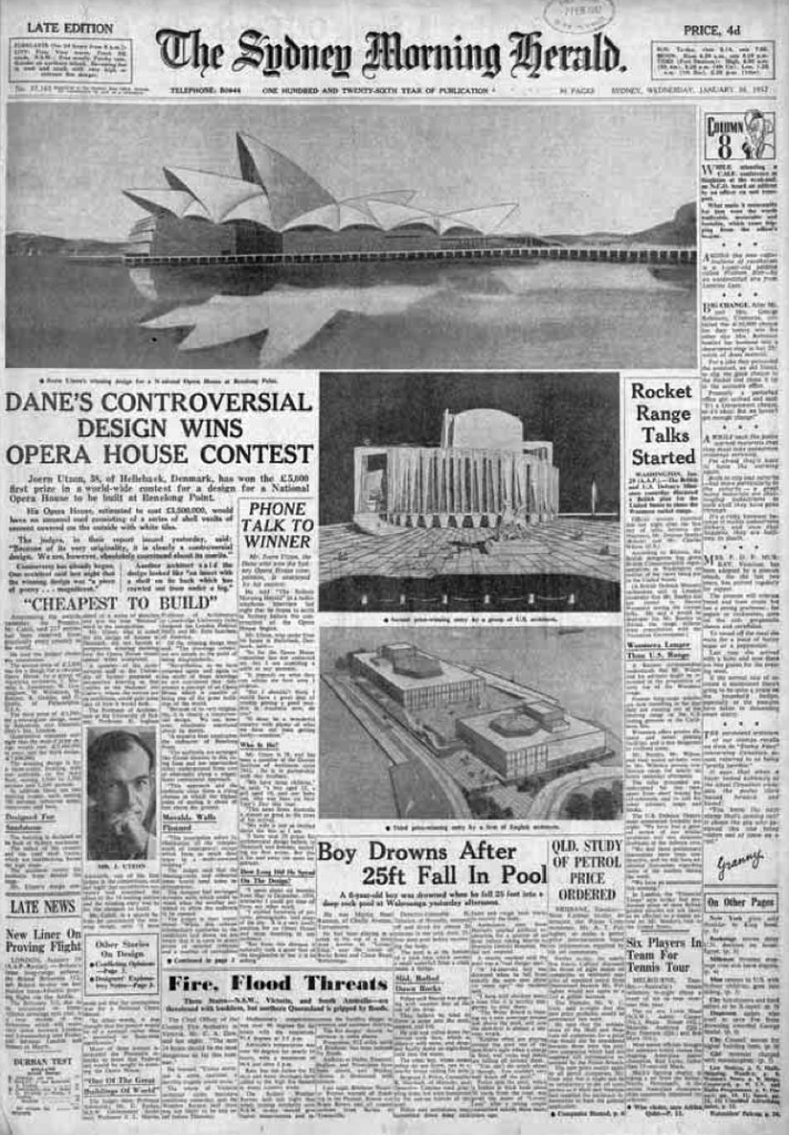 SMH 300157_ed The Sydney Morning Herald the day after Utzon's big win