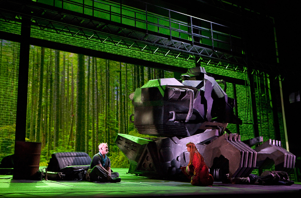 Siegfried, Act II: Jay Hunter Morris (Siegfried) and Stacey Tappan (Forest Bird). Photo Cory Weaver. Siegfried, Act II: Jay Hunter Morris (Siegfried) and Stacey Tappan (Forest Bird). Photo Cory Weaver.