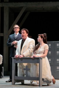 Mark Schaible as Friedrich, Richard Cox as Claudio and Juliet Petrus as Julia in Wagner's Das Liebesverbot. photo Cory Weaver/Glimmerglass Opera Mark Schaible as Friedrich, Richard Cox as Claudio and Juliet Petrus as Julia in Wagner's Das Liebesverbot. photo Cory Weaver/Glimmerglass Opera