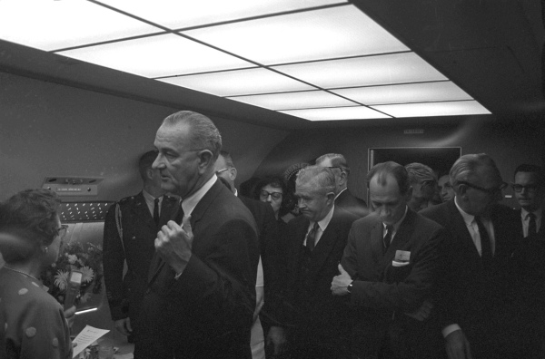 Aboard Air Force One in Dallas, 22 November 1963. LBJ Library photo by Cecil Stoughton.